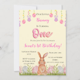 Unser kleiner Hase dreht sich einen Geburtstag Einladung