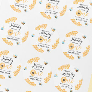 Unser kleiner Honig   Foto zum ersten Geburtstag Runder Aufkleber