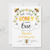Unser kleiner Honig, Hummeln, bekam 1. Geburtstag Einladung (Vorderseite)