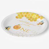 Unser kleiner Honig verwandelt eine Biene zum Gebu Pappteller (Schrägansicht)