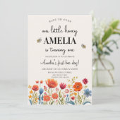 Unser kleiner Honig zum ersten Geburtstag Einladung (Stehend Vorderseite)
