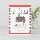 Unser kleiner Keksweihnachtsweihnachtswagen Einladung (Stehend Vorderseite)