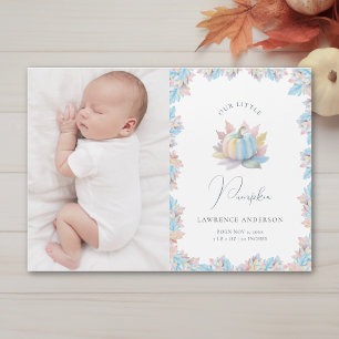 Unser kleiner Kürbis-Baby-Foto-Geburtsankündigung Magnetkarte