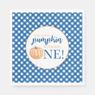 Unser kleiner Kürbis blau kariert erster Geburtsta Serviette