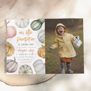 Unser kleiner Kürbis Boho Herbst Geburtstagsfeier Einladung