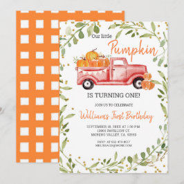 Unser kleiner Kürbis dreht sich um eins Einladung