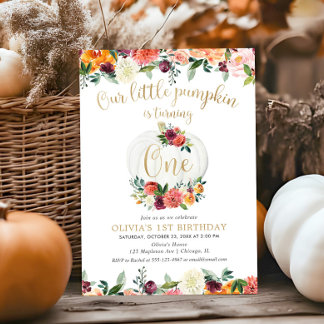 Unser kleiner Kürbis fällt blumenburgundes Gold Einladung