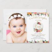 Unser kleiner Kürbis fällt blumenburgundes goldene Einladung (Vorderseite)