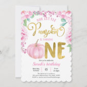 Unser kleiner Kürbis, Herbstfall Mädchen 1. Geburt Einladung (Vorderseite)