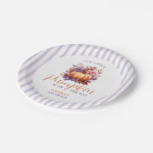 Unser kleiner Kürbis ist auf dem Weg zur Babydusch Pappteller (Schrägansicht)