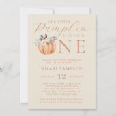 Unser kleiner Kürbis ist ein 1. Geburtstag Einladung (Vorderseite)