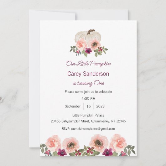 Unser kleiner Kürbis ist eine Einladung, der 1. Ge Einladung (Vorderseite)