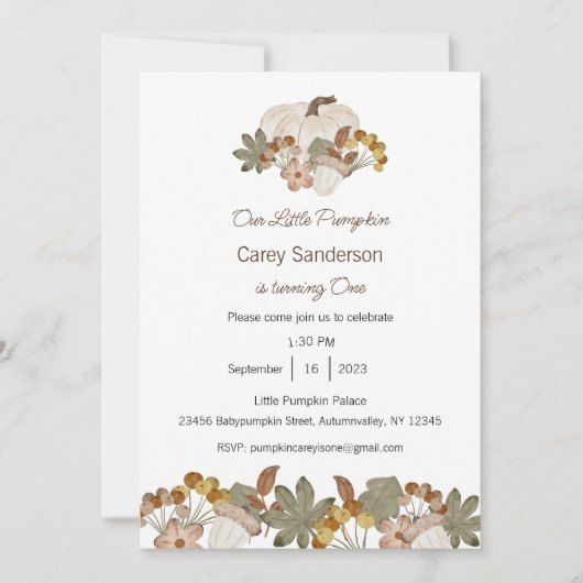 Unser kleiner Kürbis ist eine Einladung, der 1. Ge Einladung (Vorderseite)