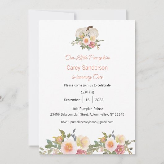 Unser kleiner Kürbis ist eine Einladung, der 1. Ge Einladung (Vorderseite)