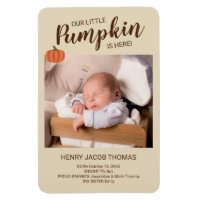 Unser kleiner Kürbis ist hier Herbst-Geburtserklär