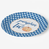 Unser kleiner Kürbis ist zwei blaue karierte 2. Ge Pappteller (Schrägansicht)