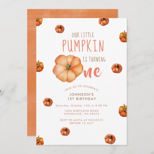 Unser kleiner Kürbis macht eine Einladung (Vorne/Hinten)