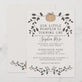 Unser kleiner Kürbis macht einen ersten Geburtstag Einladung (Vorne/Hinten)