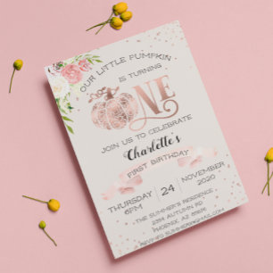 Unser kleiner Kürbis macht einen ersten Geburtstag Einladung