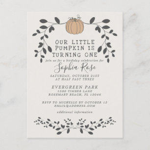 Unser kleiner Kürbis macht einen ersten Geburtstag Postkarte