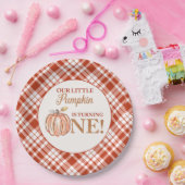 Unser kleiner Kürbisblumenrot kariert 1. Geburtsta Pappteller (Party)
