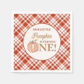 Unser kleiner Kürbisflor Kariert 1. Geburtstag Serviette (Vorderseite)