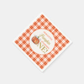 Unser kleiner Kürbisflor Kariert 1. Geburtstag Serviette (Ecke)