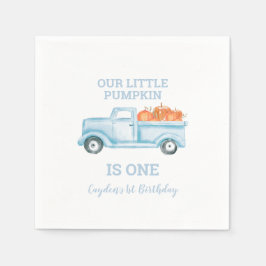 Unser kleiner Kürbishellblauer LKW zum ersten Gebu Serviette