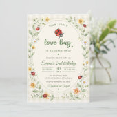 Unser kleiner Love Bug Ladybug 2. Geburtstag Einladung (Stehend Vorderseite)