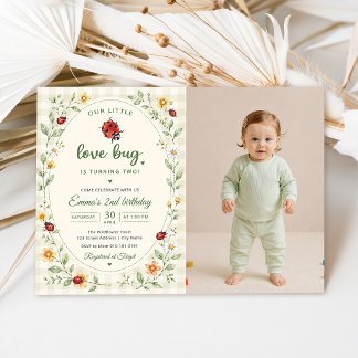 Unser kleiner Love Bug Ladybug 2. Geburtstag Einladung