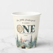 Unser kleiner Lumberjack Bär 1. Geburtstag Party Pappbecher (Vorderseite)