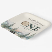 Unser kleiner Lumberjack Bär 1. Geburtstag Party Pappteller (Gewinkelt)