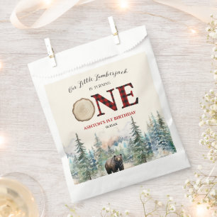 Unser kleiner Lumberjack Bär Red 1. Geburtstag Par Geschenktütchen