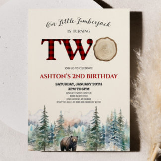 Unser kleiner Lumberjack Bär Red 2. Geburtstag Par Einladung