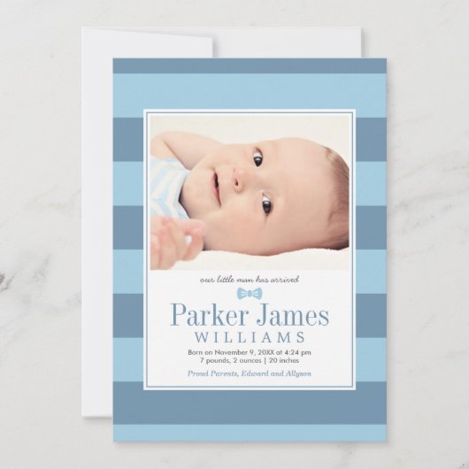 Unser kleiner Mann Blue Slate Handsome Baby Boy Bi Ankündigung (Vorderseite)