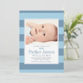 Unser kleiner Mann Blue Slate Handsome Baby Boy Bi Ankündigung (Stehend Vorderseite)