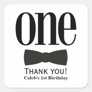 Unser kleiner Mann wird 1 Jahr alt: Bow-Tie-Party Quadratischer Aufkleber