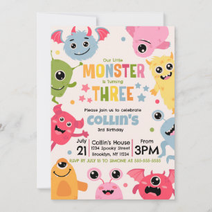 Unser kleiner Monster wird drei Einladung