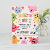 Unser Kleiner Monster Wird Eins Einladung (Stehend Vorderseite)