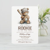 Unser kleiner Neuling Neutraler Teddybär Babyshowe Einladung (Stehend Vorderseite)