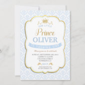 Unser kleiner Prinz Birthday Einladung Junge Blau (Vorderseite)