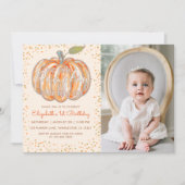 Unser kleiner Pumpkin 1. Geburtstag Einladung (Vorderseite)