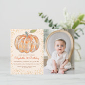 Unser kleiner Pumpkin 1. Geburtstag Einladung (Stehend Vorderseite)