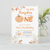 Unser kleiner Pumpkin 1. Geburtstag Einladung (Stehend Vorderseite)