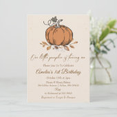 Unser kleiner Pumpkin 1. Geburtstag Einladung (Stehend Vorderseite)