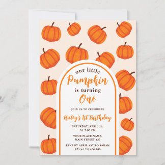Unser kleiner Pumpkin 1st Orange Geburtstag Einladung