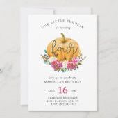 Unser kleiner Pumpkin 4. Geburtstag Einladung (Vorderseite)