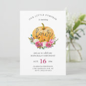 Unser kleiner Pumpkin 4. Geburtstag Einladung (Stehend Vorderseite)