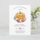 Unser kleiner Pumpkin 4. Geburtstag Einladung (Stehend Vorderseite)