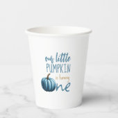 Unser kleiner Pumpkin Blue 1. Geburtstag Pappbecher (Vorderseite)
